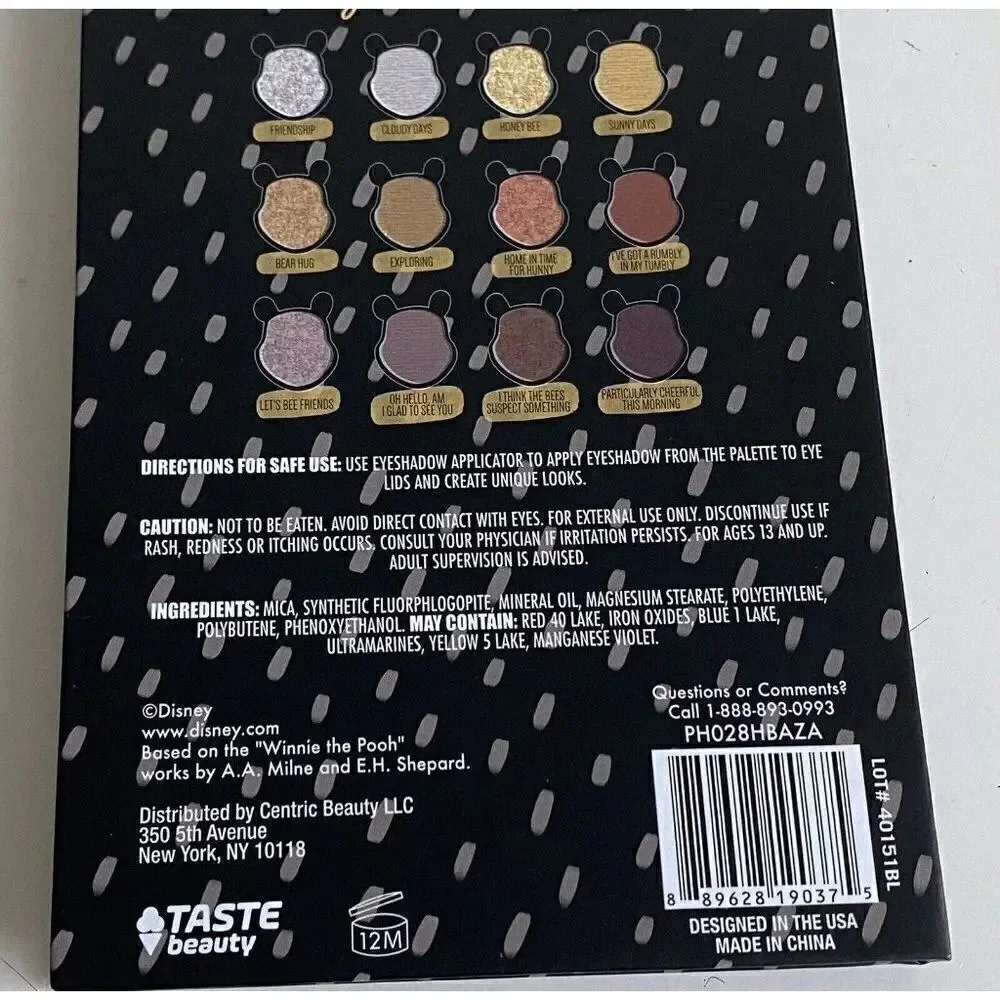 Taste Beauty Winnie The Pooh HUNNY Eyeshadow Palette 12 Colors Shimmer Matte NEW